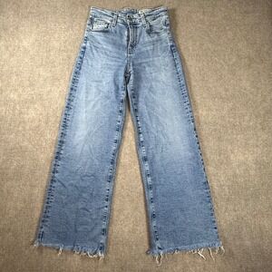 AG Adriano Goldschmied Saige Wide Leg Jeans Light Wash Raw Hem High Rise Womens